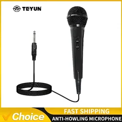 B12 El mejor micrófono de karaoke con interruptor de encendido y apagado Micrófono de karaoke con cable con micrófono de condensador de electret XLR de 16,4 pies para cantar