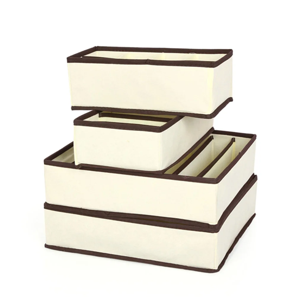 

Foldable Non-Woven Underwear Storage Box Beige 8 Compartments Drawer Organizer Socks Bra Scarf Holder
