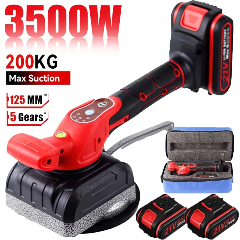 Machine à carrelage électrique, 200KG, tasse sution, 5 vitesses, outil vibrant, caméra de pulvérisation de carrelage, batterie 21V