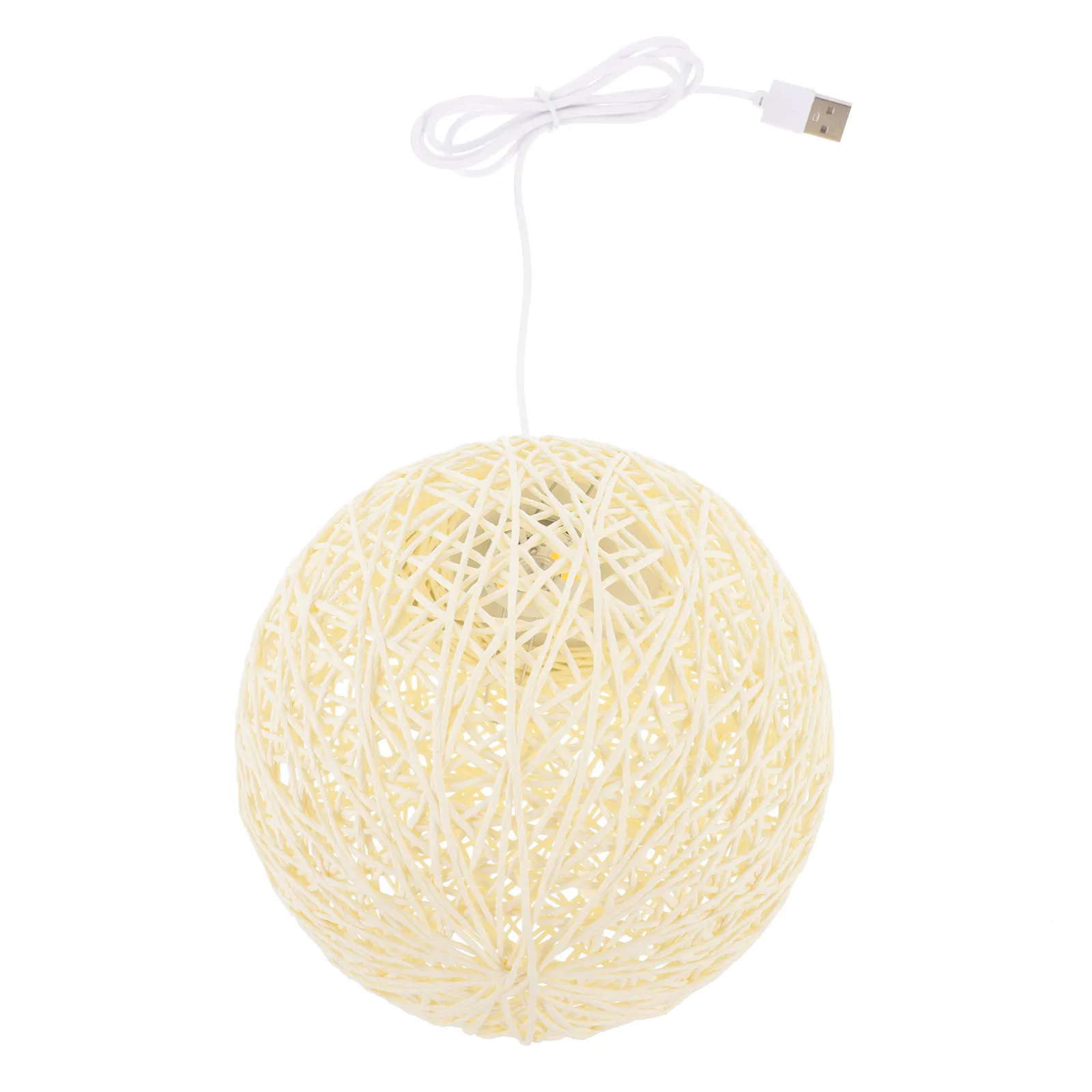 

1Pcs Lamp Creative Rattan Woven Ball Desktop Lamp Beige Warm Light Bedroom Table Decor Small Night Light