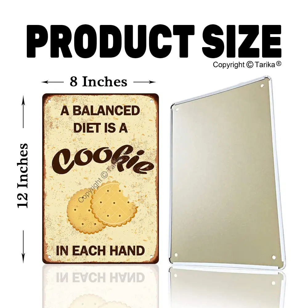 A Balanced Diet is A Cookie in Each Hand Iron Poster Painting Tin Sign Vintage Wall Decor for Cafe Bar Pub Home Beer Decoration 