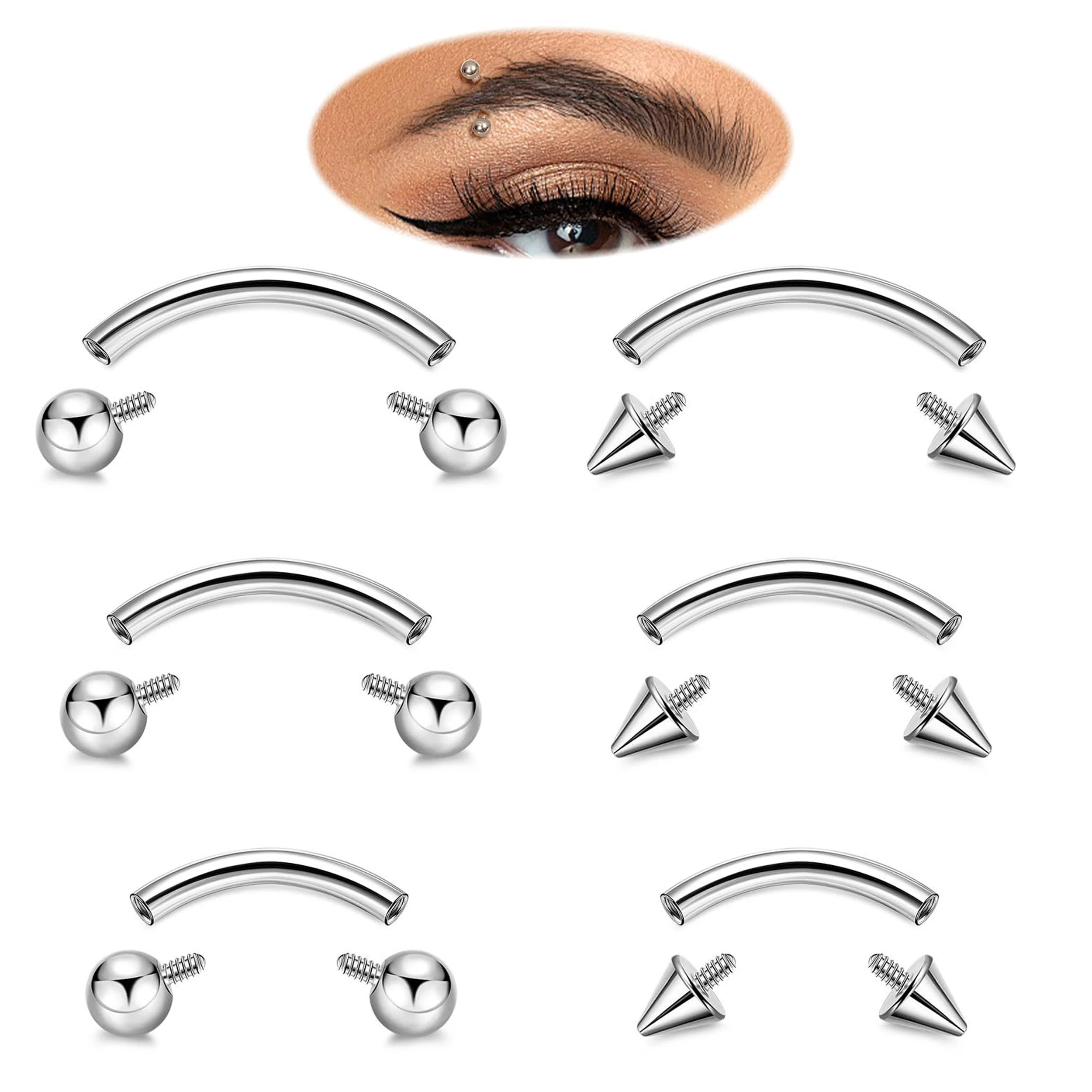 Body Jewelry Vertical Labret - 16G G23 Titanyum Kaş Piercing Takısı