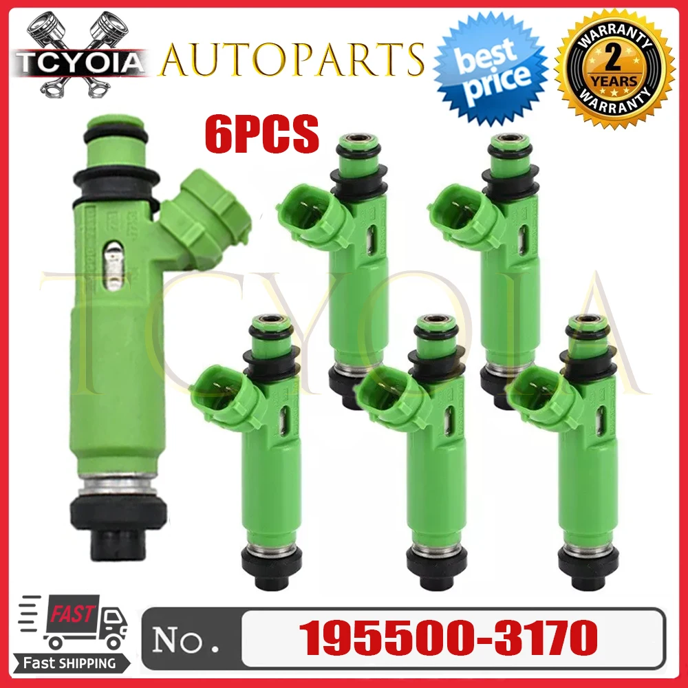 6 unids/lote nuevos inyectores de combustible OEM 195500 -3170 1955003170   MD-MD de moda para requisitos particulares 332733   Para Mitsubishi Montero Sport 3.0L 6G72 1998-2000 2001 2002 2003