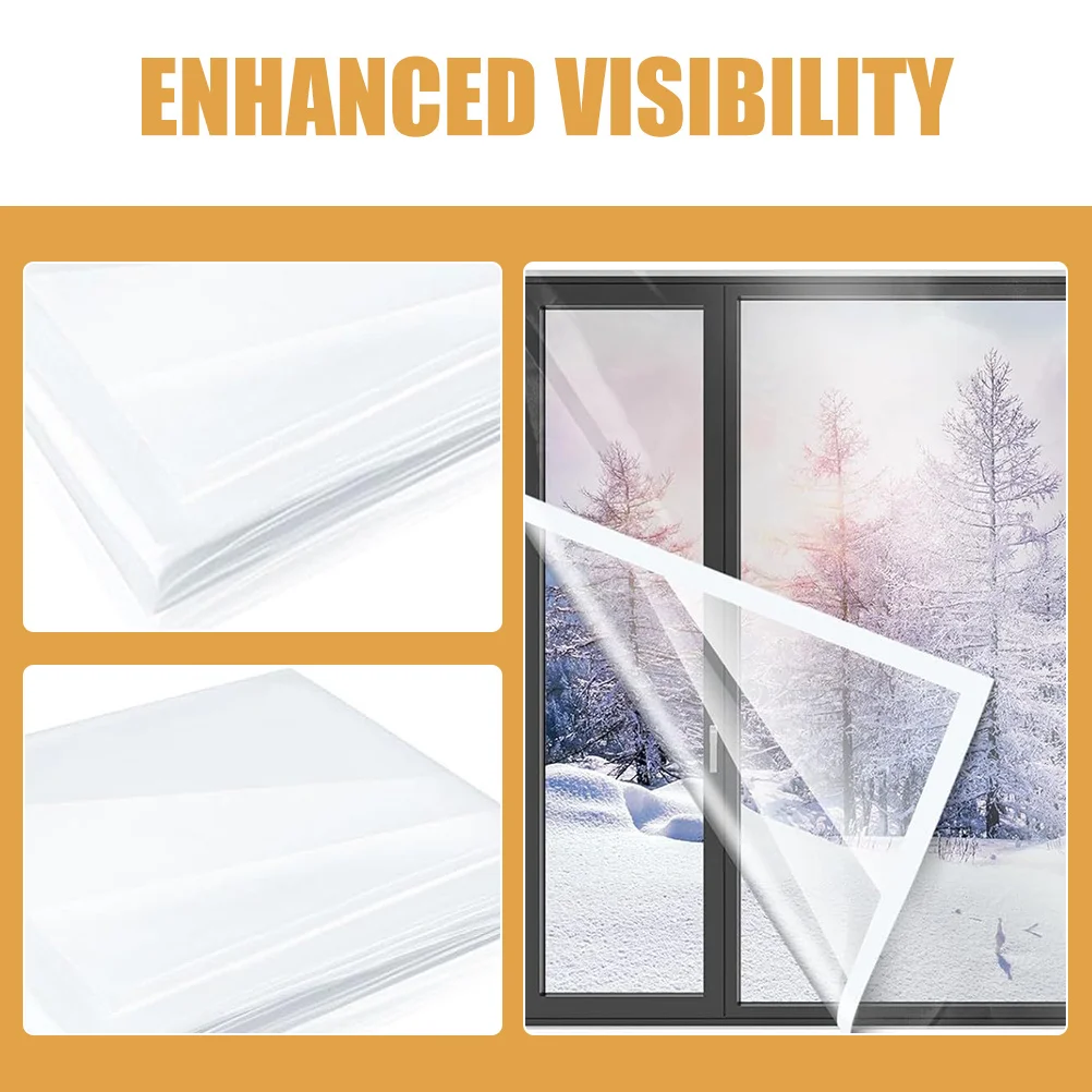 

1 Sheet Clear Adhesive Window Film Insulated Windproof Plastic Covering For Indoor Home Office Bedroom Kitchen Reusable