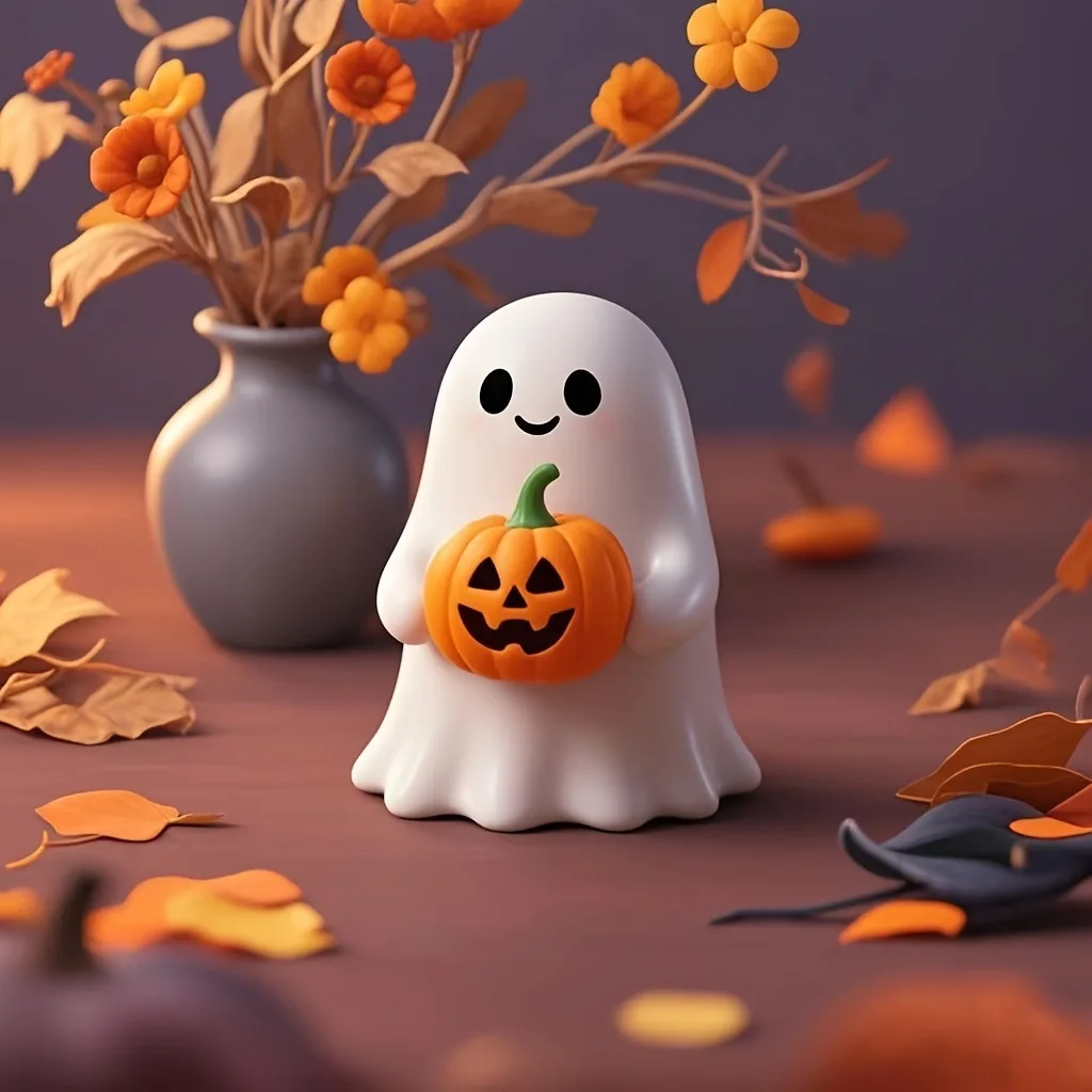 Halloween Pumpkin Ghost Holiday Party Ornaments Home Tabletop Statue Ornaments Crafts