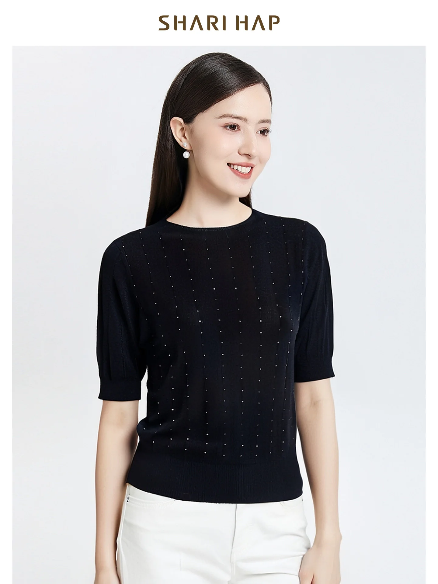 

ARI HAP Шикарный вязаный свитер с базовым слоем Five Sve Casual Sle Яркие пайетки и бирюзоны Женская мода Весна Осень Новинка...