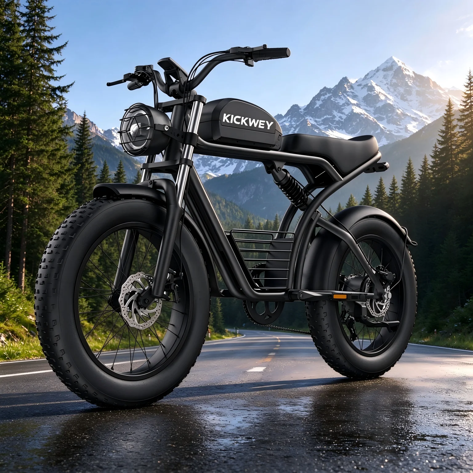 Kickwey K7, e-bike retrò con pneumatici larghi – motore ad alta velocità da 1500 W, batteria a lunga durata da 48 V e 23 Ah, e-bike elettrica per tutti i tipi di terreno con pneumatici da 20 x 4,0" e