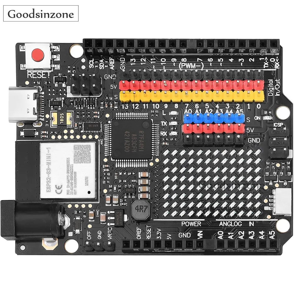 

UNO R4 Minima WiFi Макетная плата для Arduino, 12x8 светодиодов USB-C ESP32-S3-MINI Контроллер обучения программированию Основная плата ESP32