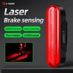 X-Tiger Bike Tail Light Smart With Memory Rechargeable LED Laser Riding Double Bracket with Brake Sensor Riding Accessories