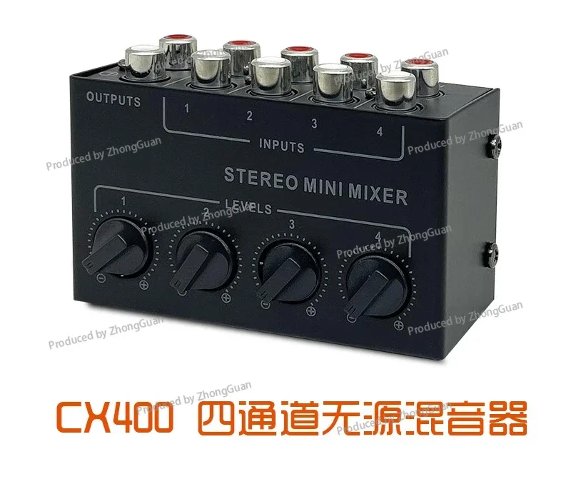 CX400 4-Channel Audio Signal Mixer Stereo Mixer Hub, Passive Mixer Controller