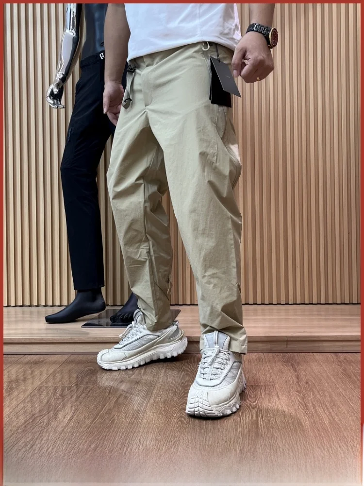 

Уличные мужские повседневные брюки, ветрозащитные, водонепроницаемые, с микроконусом, свободный крой, прямые брюки, дышащий полиэстер