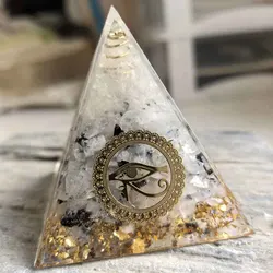 Natural Rutilated Quartz Orgonite Eye Of The Pyramid Healing Crystals Energy Reiki Chakra Multiplier Meditation Lucky Stone