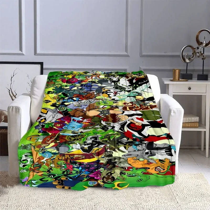 Cartoon B-Ben 10 Hero Anime  Blanket Children's Blanket High Quality Flannel Blanket Soft Comfortable Home Travel Blankets@0￥