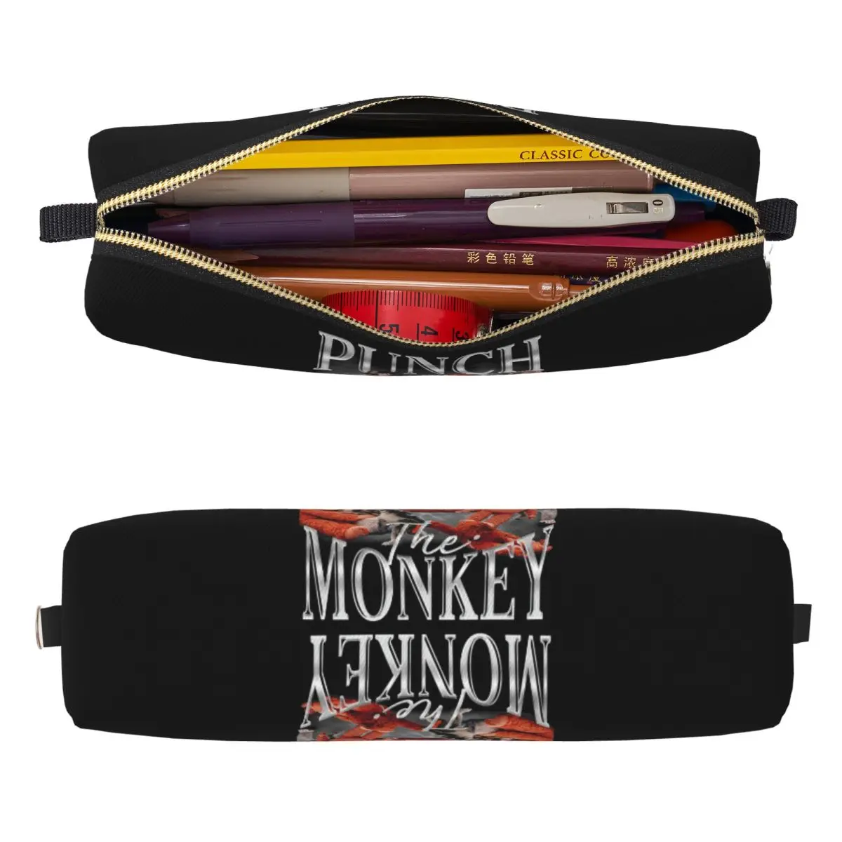 Punch Baby Monkey Holding Plush Toy Pencil Case Classic Pen Holder Bag for Student School Supplies Gifts Pencil Pouch