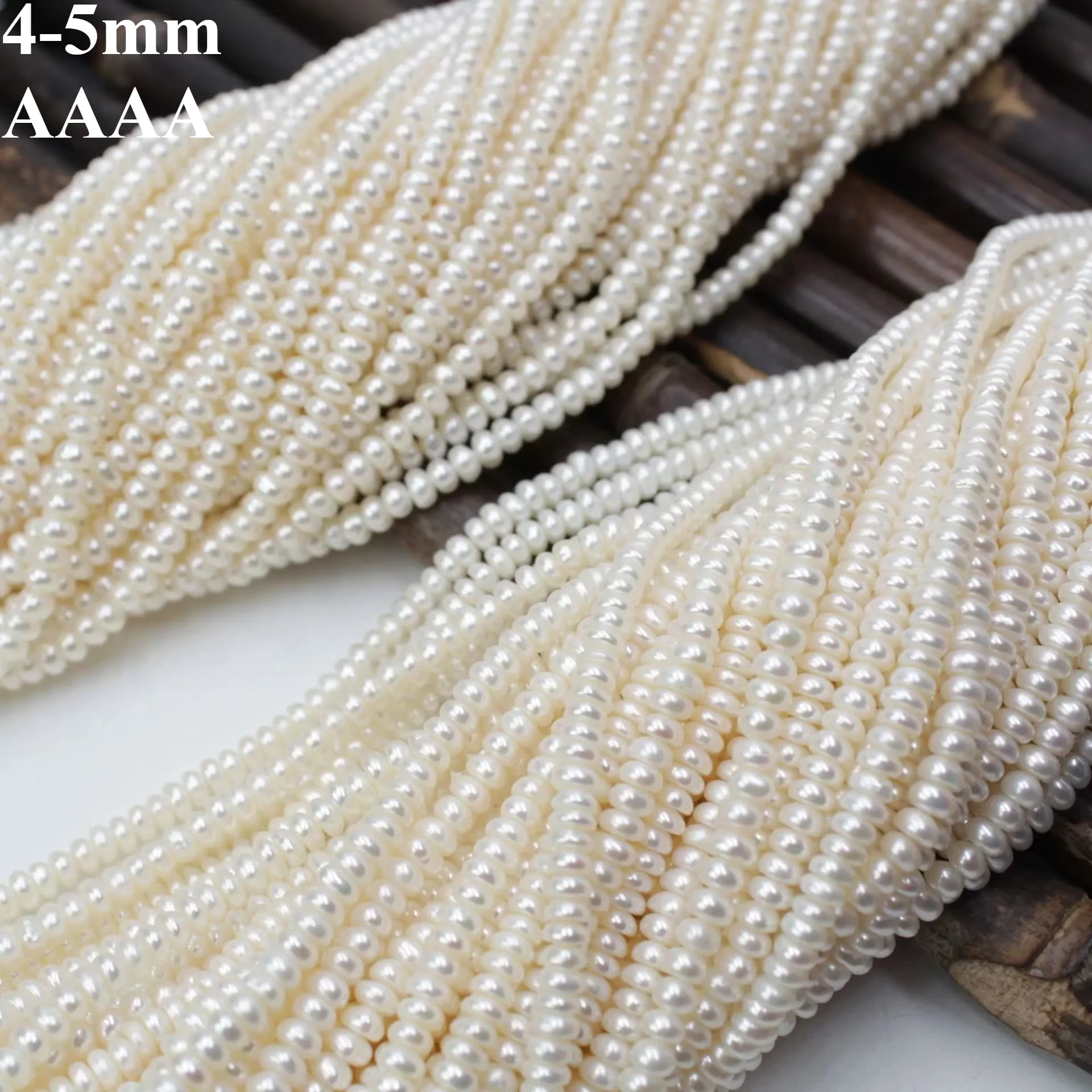 4-5mm AAAA Polished Shimmering Natural Freshwater White Flat Pearl Loose Bead Gift Jewelry MakeDIY Necklace Bracelet Accessories