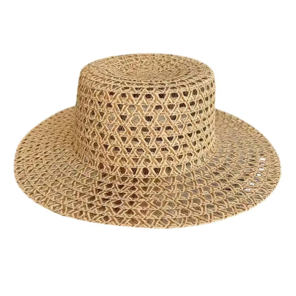 Wide Brim Straw Hat Stylish Bamboo Fiber Hat Women Straw Hat with Satin Ribbon Wide Brim Breathable Sun Summer Beach for Women