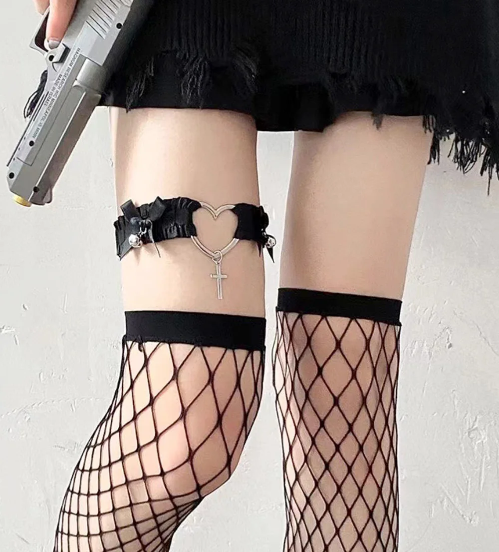 Sosoport 2 Pezzi Reggicalze In Pelle A Forma Di Cuore - Imbracatura Gamba Punk Gotica Regolabile, Anelli Coscia Per Rave, Cosplay E Feste, Colore Bianco - 2