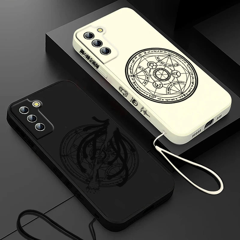 Fullmetal Alchemist Fashion Phone Case For Samsung Galaxy S24 S23 S22 S21 S20 Pro FE Plus Ultra Liquid Left Rope Cover