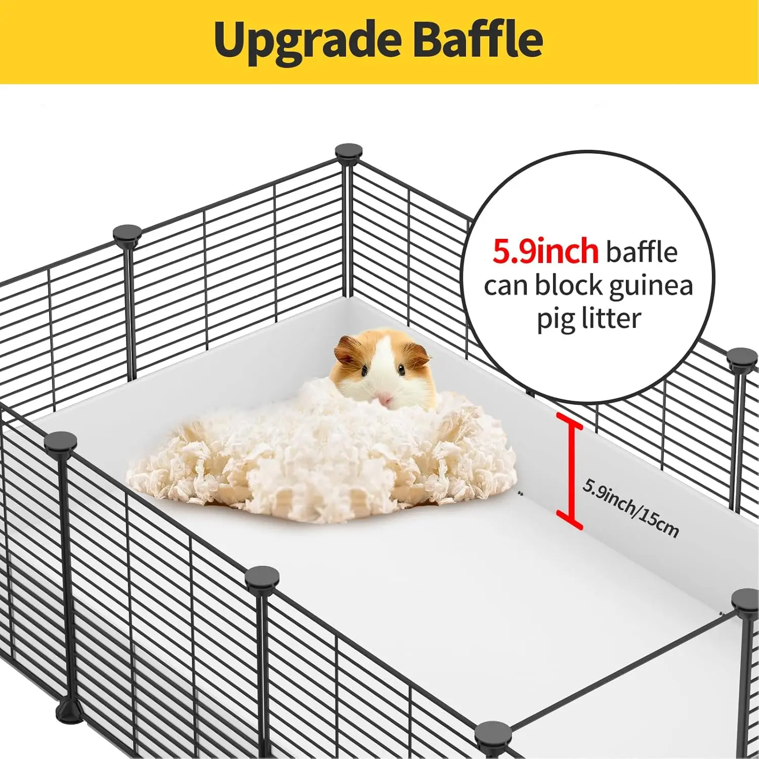 Guinea Pig Cage Indoor Habitat Cage with Waterproof Plastic Bottom Playpen for Small Pet Bunny Turtle Hamste Loft and Partition