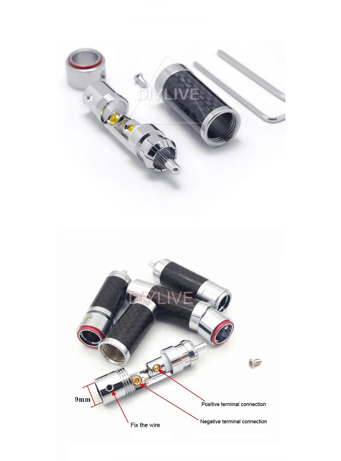 DIYLIVE Furutech CF-102(R) carbon faser rhodium-überzog RCA lotus kopf solder-kostenlose self-locking terminal signal kabel – Detail 9