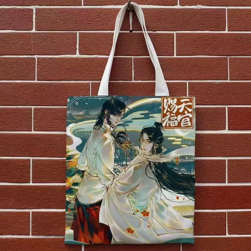 Anime Tian Guan Ci Fu Tote Books Bag Heaven Official’s Blessing Hua Cheng Xie Lian Canvas Casual Shopping Shoulder Bag Handbag