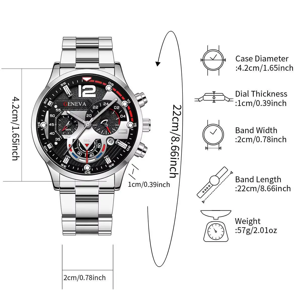 メンズアナログクォーツ時計とブレスレットのセット,スチールバンド,ビジネス,ファッション,ボックスなし,2個