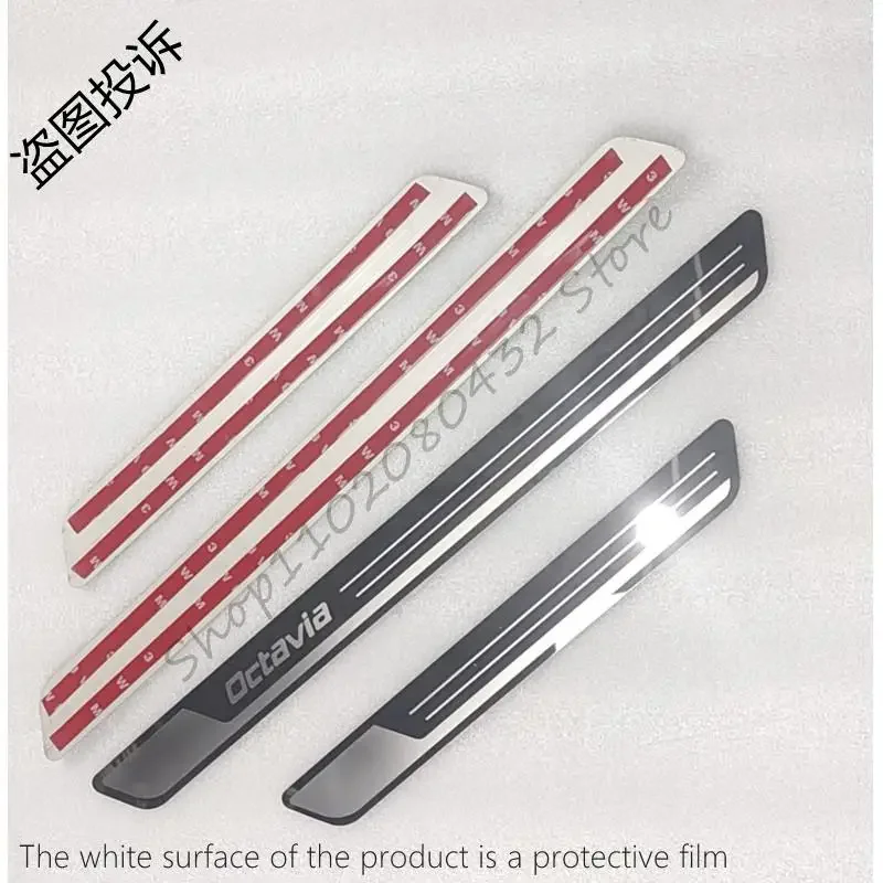 Für skoda octavia a7 8. 3-18 Türschweller Scuff Plate Trim Aufkleber Edelstahl Einstiegs schutz Kick Pedal Protektoren Autozubehör 4x – Detail 4