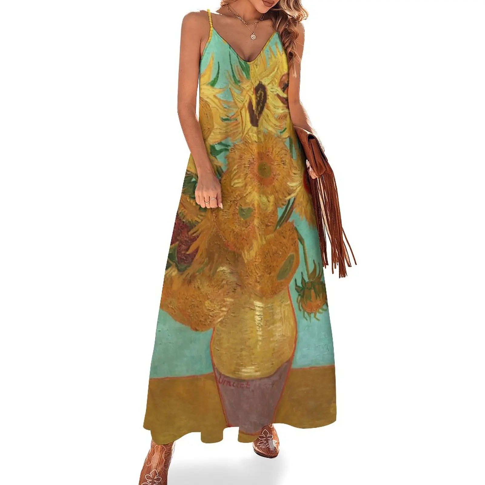 

Vincent Van Gogh Twelve Sunflowers In A Vase Sleeveless Dress luxury woman evening dress women's summer clothing 2023