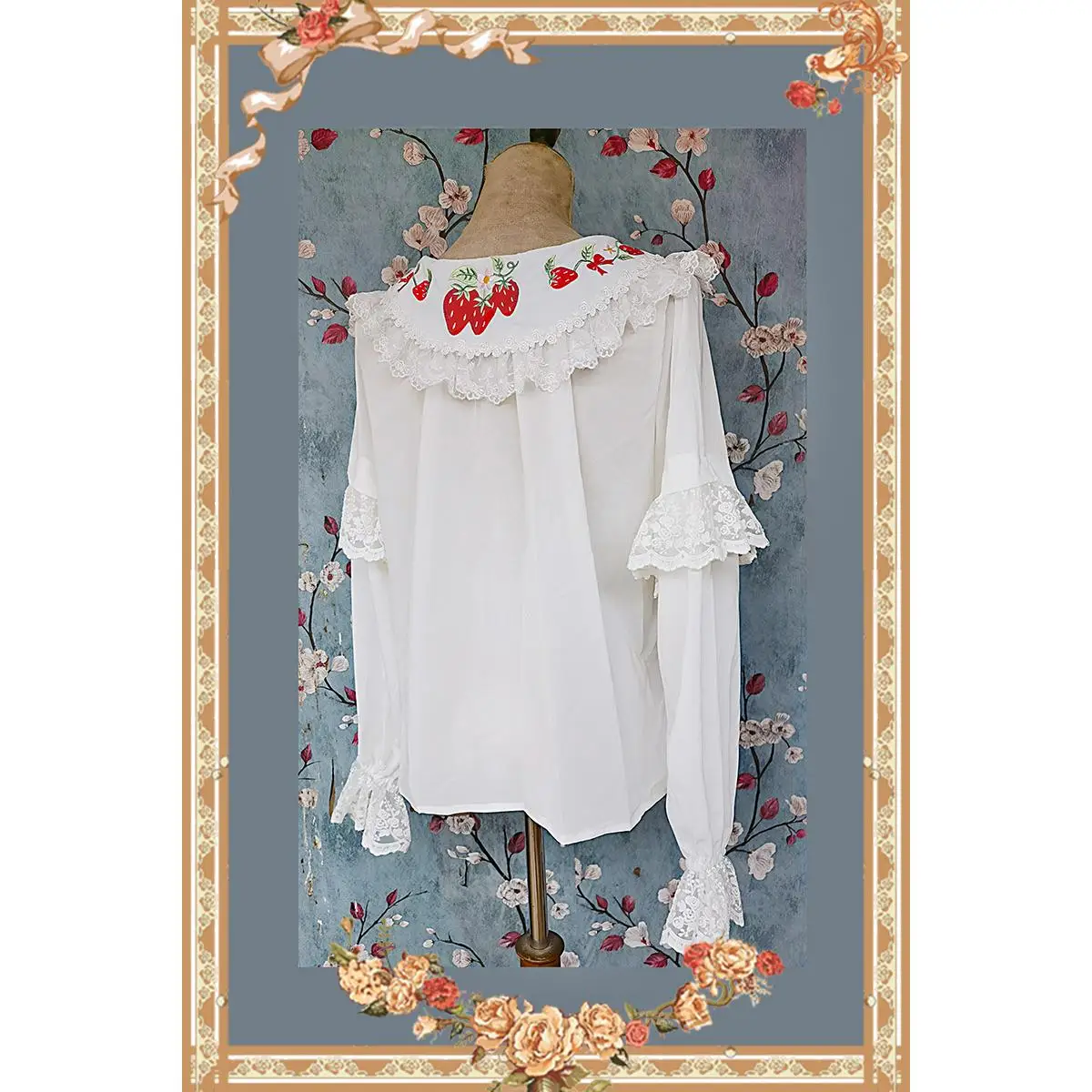 Elegant Sweet Lace Stitching Embroidery Doll Collar Long Sleeve Loose Versatile Lolita White Inner Shirt Top Blouse Women Autumn