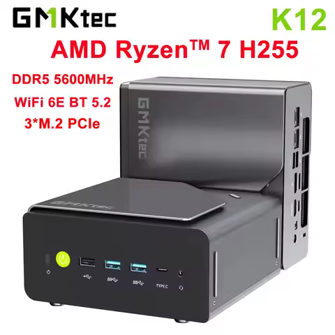 GMKtec NcuBox K12 MINI PC Ryzen 7 H255 DDR5 5600Mhz (Up to 64GB) PCIe4.0 Nvme SSD WIFI6E BT5.2 8K HD Mini PC Diy Gaming Computer