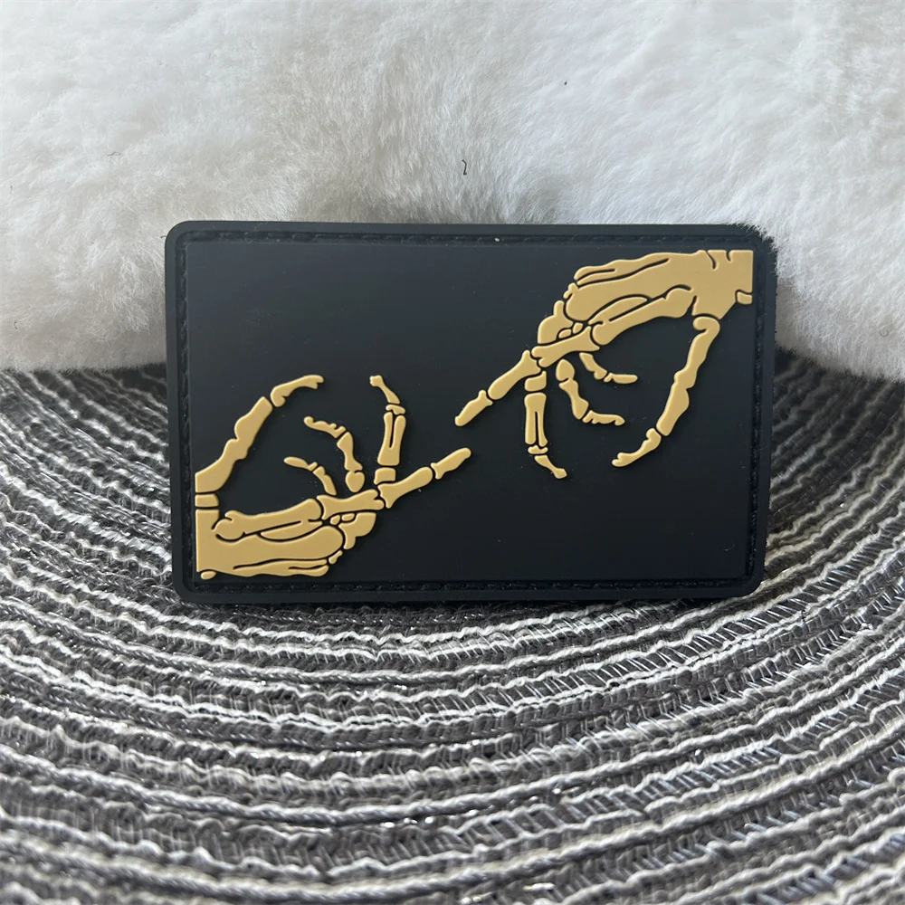 

Death touches morale badge PVC tactical patch 3D skeleton finger armband military armband outdoor adventure backpack sticker