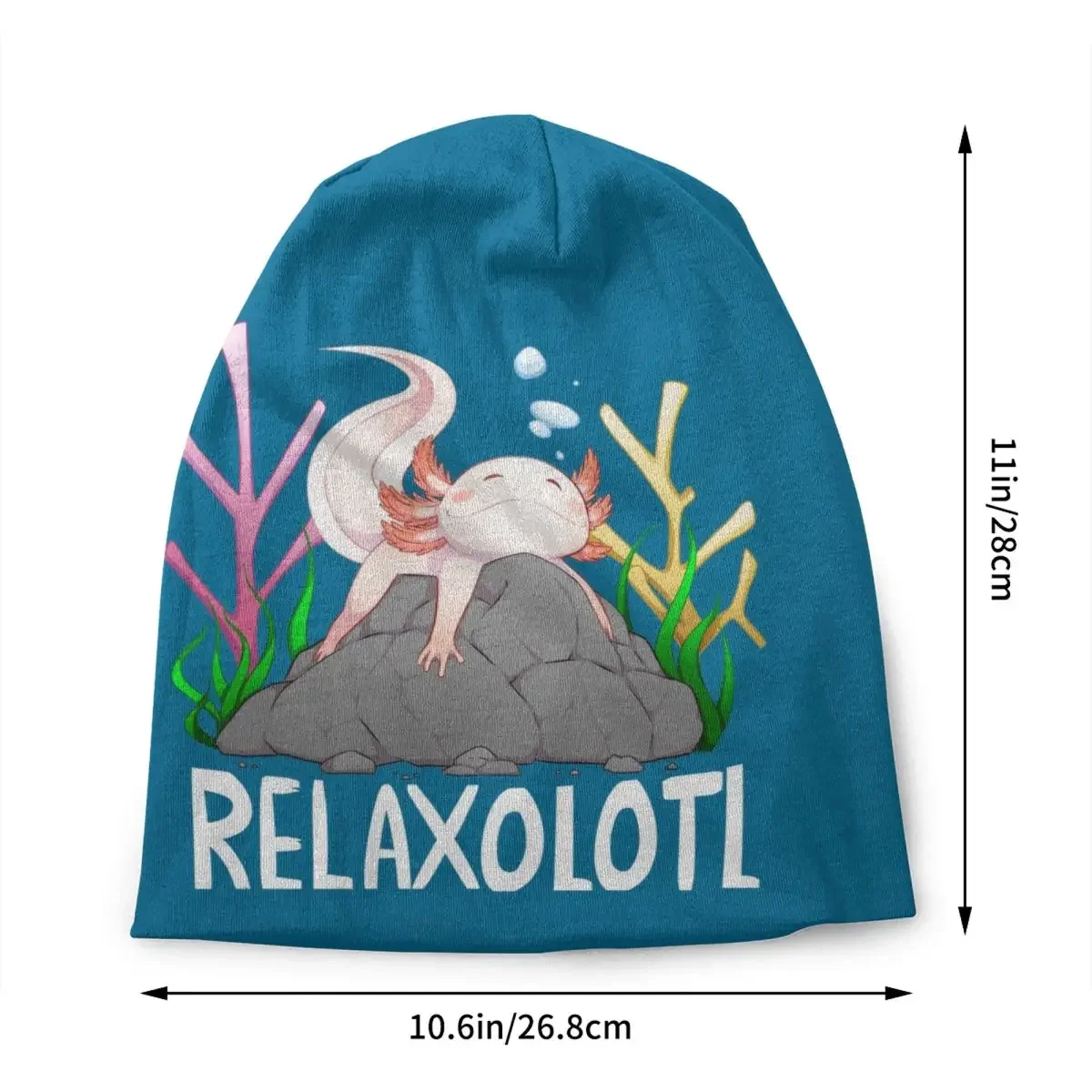 Relaxolotl Cute Relaxing Axolotl Bonnet Hat Knitting Hats Women Fashion Unisex Adult Salamander Animal Warm Winter Beanies Cap