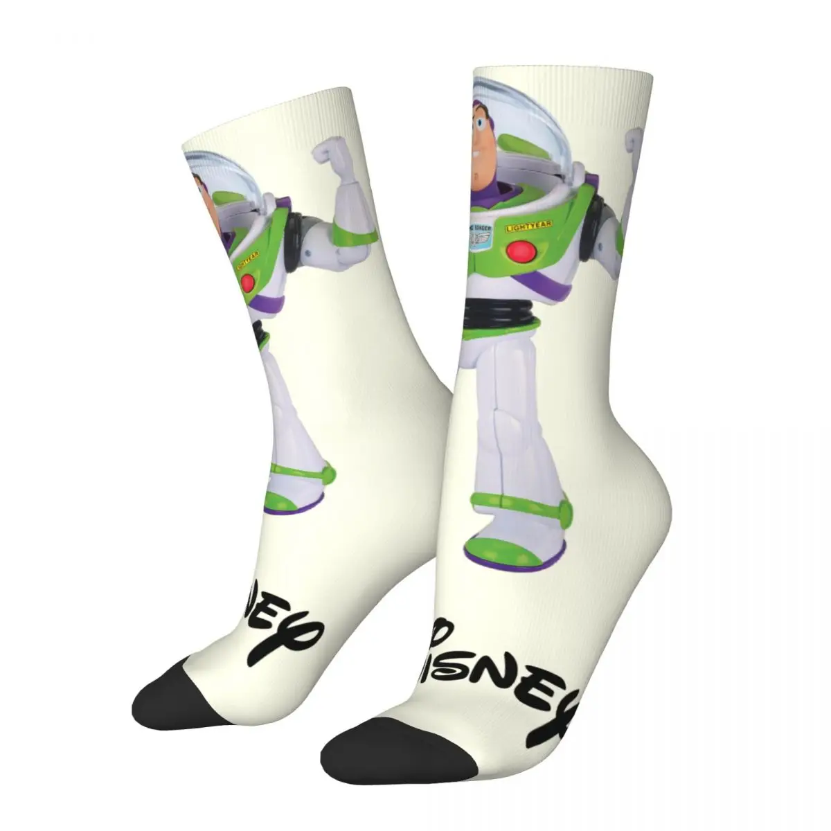 Retro Buzz Lightyear Men's compression Socks Unisex Disney Toy Story Buzz Lightyear Harajuku Seamless Printed Novelty Crew Sock