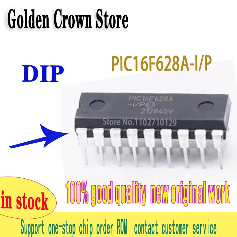 1Pcs/Lot New original  PIC16F628A-I/P DIP-18 PIC16F628A PIC16F628 16F628 Flash-Based, 8-Bit CMOS Microcontrollers In Stock