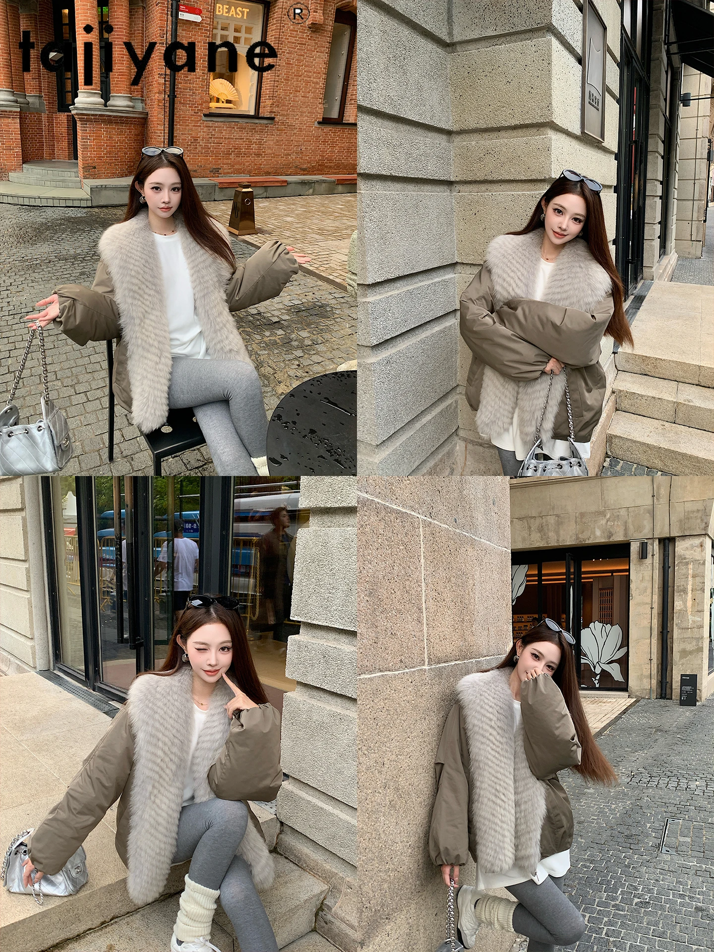 TAJIYANE 90 % weiße Gänsedaunenmäntel für Damen, abnehmbare Jacke mit echtem Fuchspelzkragen, weibliche Parkas, Winter-Frau-Kleidung, 2025 Temperoк