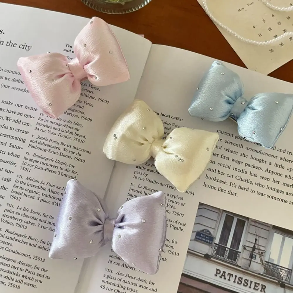 โบว์วัสดุสีฟองน้ําโบว์ Duckbill คลิปวัสดุทําด้วยมือ DIY วัสดุสามมิติ Rhinestone