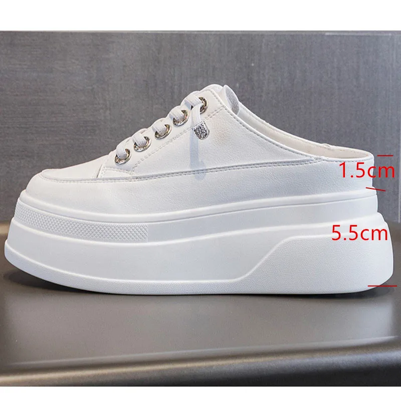 XMWRLW 2026 Primavera Verano zapatos de media altura para mujer, zapatos de plataforma informales para mujer, zapatillas blancas, zapatos de plataforma de verano