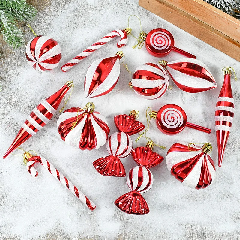 

Christmas Ball Ornaments Red Lollipop Cane Pendant Xmas Tree Hanging Decoration For Home 2024 Navidad New Year Party Gift