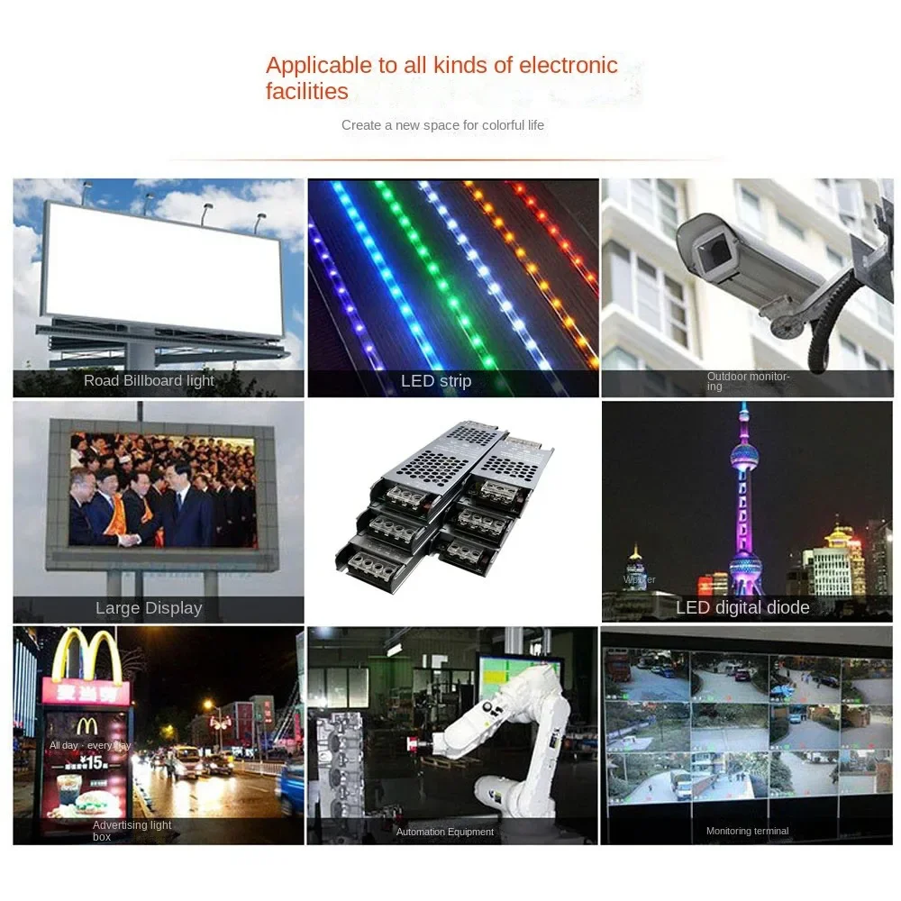 Ultra Thin LED Switch Power Supply AC110-240V TO DC 12V 24V Lighting Transformers 100W 200W 400W Converter Driver for Strips 