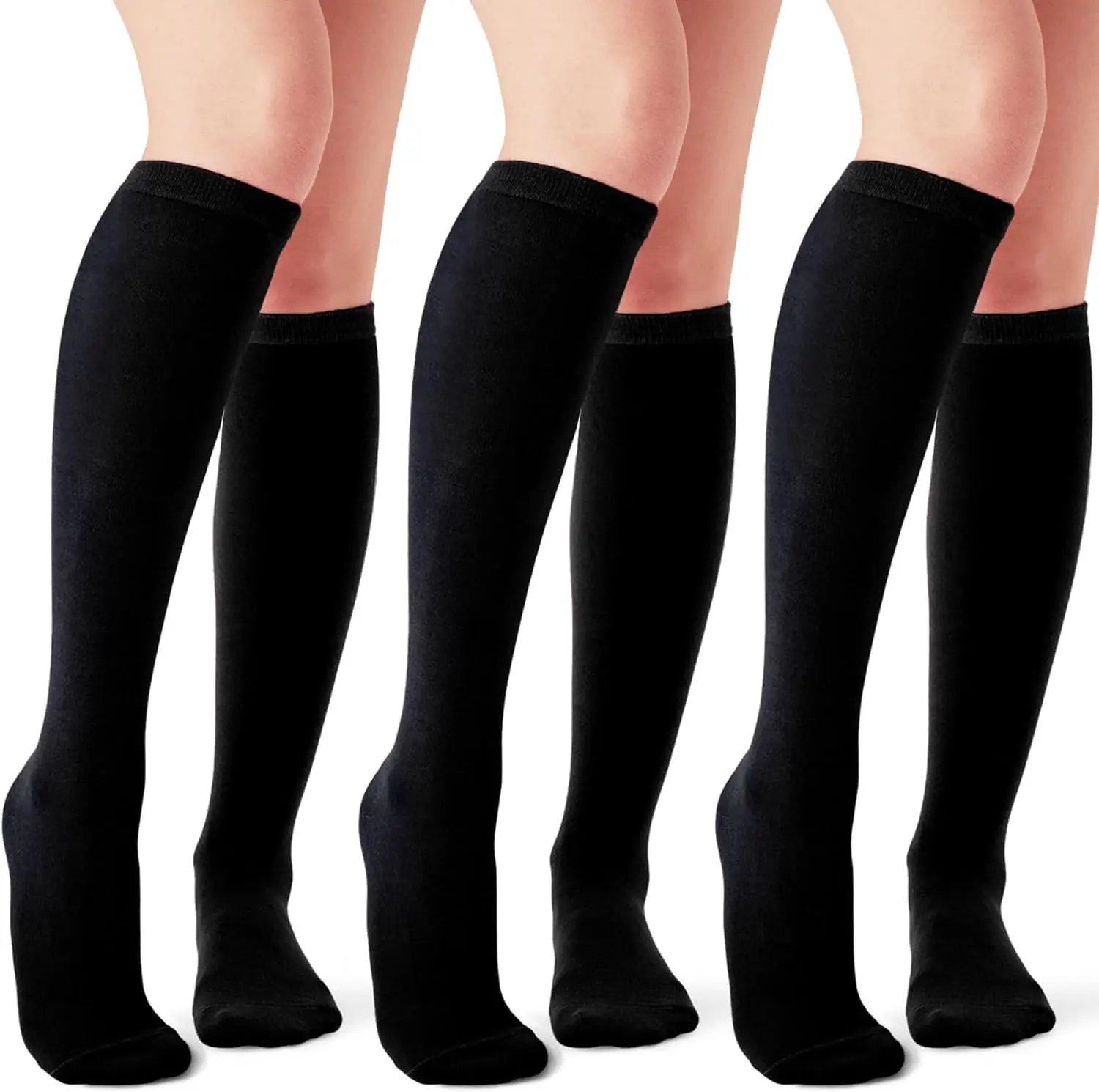 

Women's Knee High Athletic Socks with Stripe Design for Outdoor Sports, 1-3 Pairs