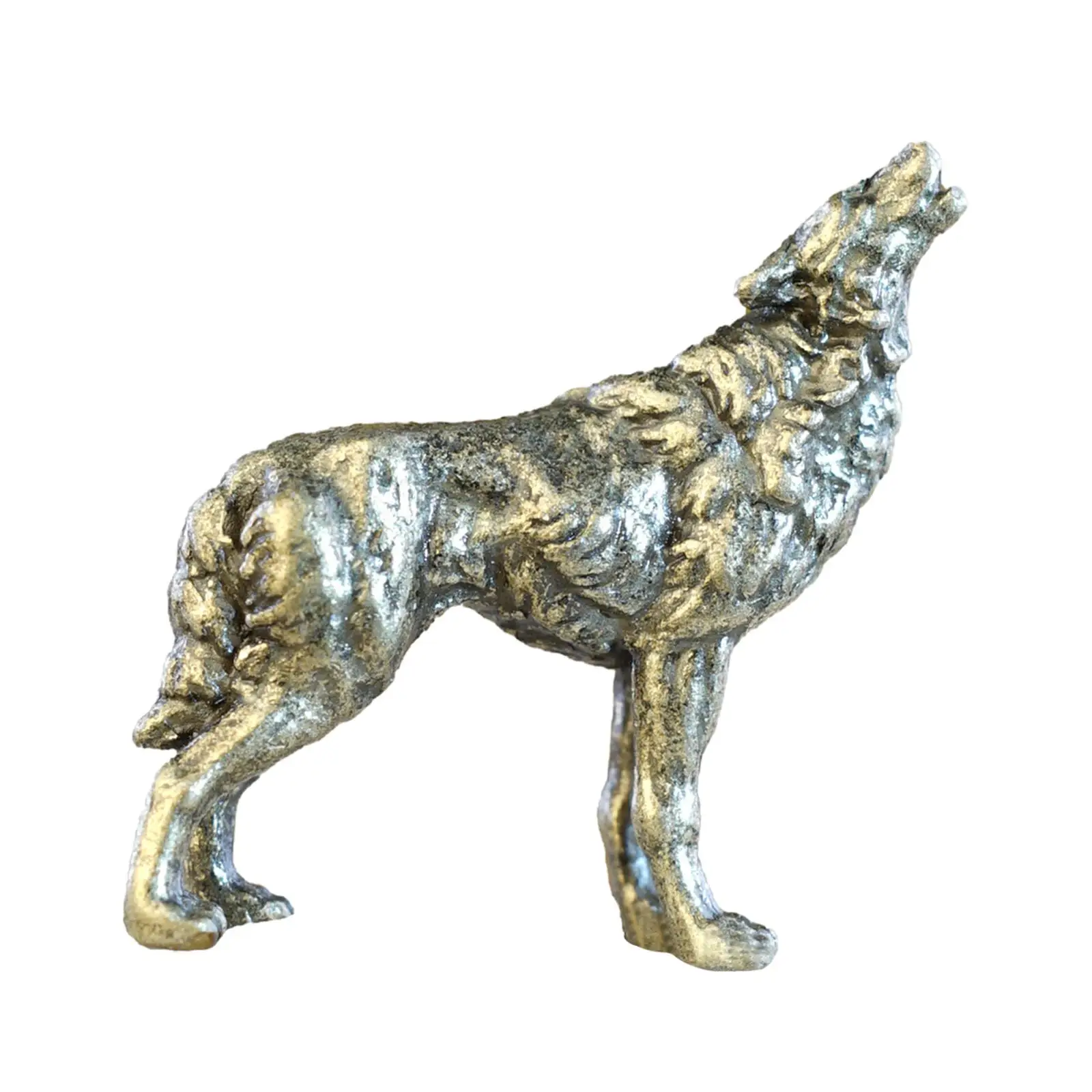 Copper Alloy Wolf Figurine Animals Wolf Decor Ornaments Realistic Craft Decorative Statue Collectible for Home Sand Table