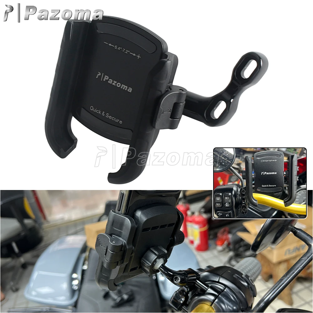 PAZOMA Motorcycle Adjustable Cellphone Holder For Harley Sportster Dyna Softail Touring Motorbike Handlebar Phone Mount Bracket