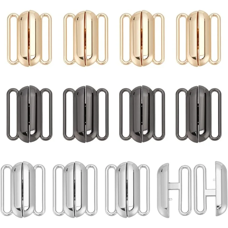 12 Sets 3 Colors Front Closing Bikini Clasp Clicker Closure 1\'\' Bra Closure Alloy Bikini Hook Closure Garment Clasps Bra Buckle