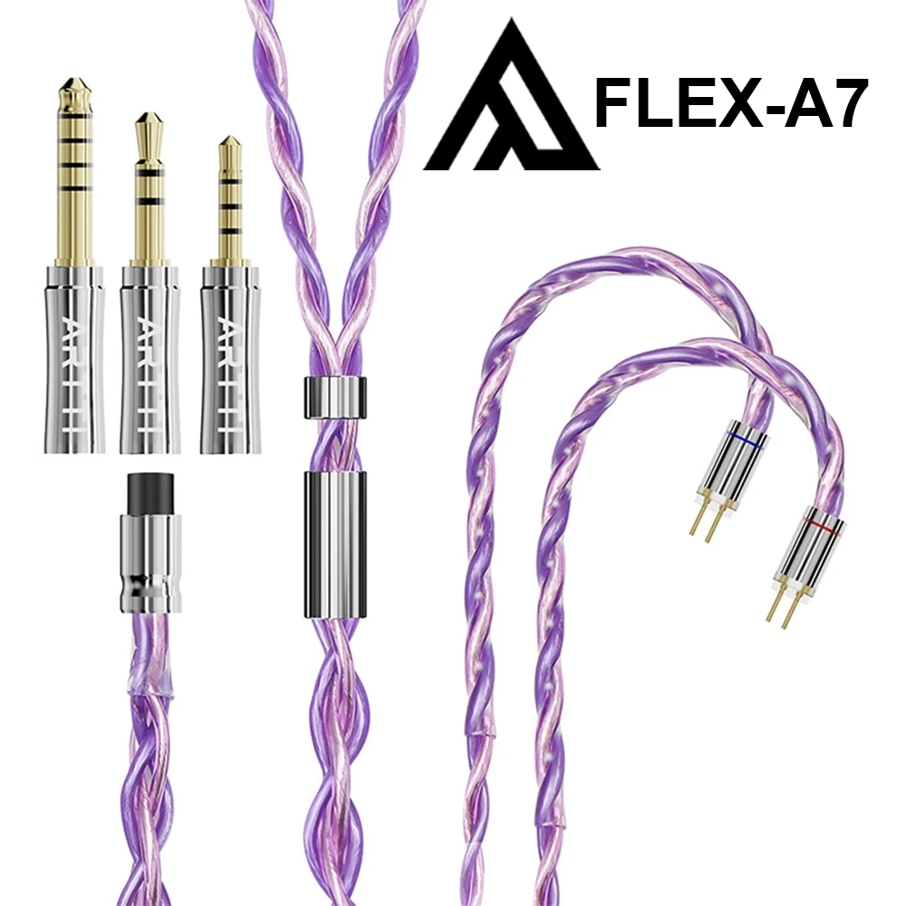 Artti FLEX-A7 4 Adern 2.5 Stränge versilbert Kupfer Kopfhörer Upgrade-Kabel 7n Occ 3.5 4,4mm 3 in1 Stecker 2pin/mmcx Kabel