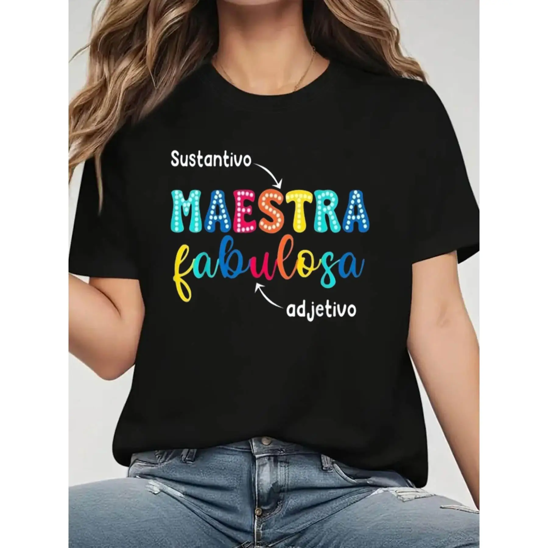 

Футболка Maestra Fabulosa для испанского учителя, милая вдохновляющая футболка для женщин, забавный подарок на испанском языке для учителей