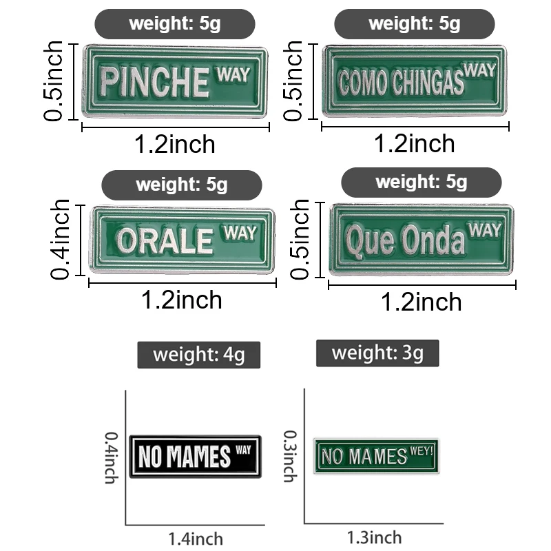 Mexican Spanish Slang Sign Enamel Pin Spanish Pinche Way No Mames Wey Orale Way Que Onda WAY Brooch Bag Lapel Badge Jewelry Gift
