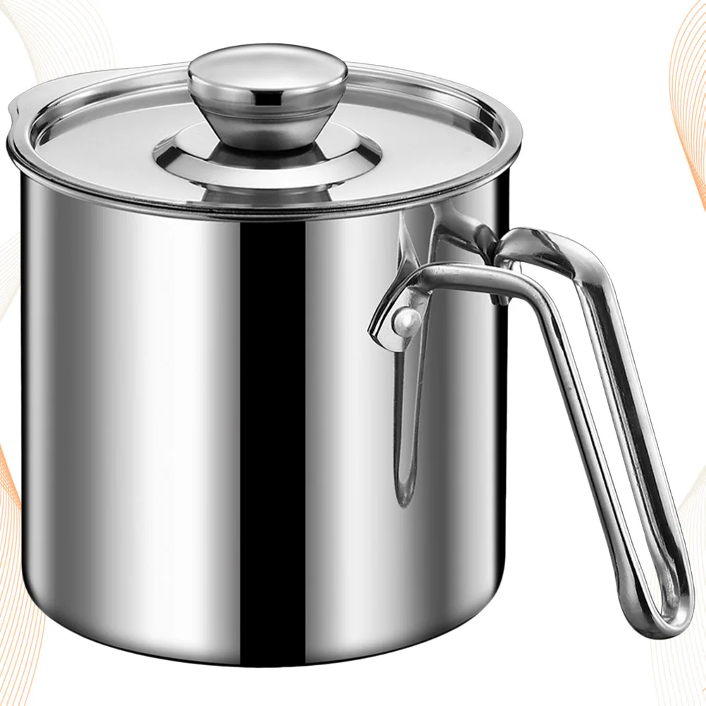 

1pc Filter Oil Pot Stainless Steel Grease Separating Bowl Soup Strainer with Lid Sieve Healthy Kitchen Restaurant Use Silver