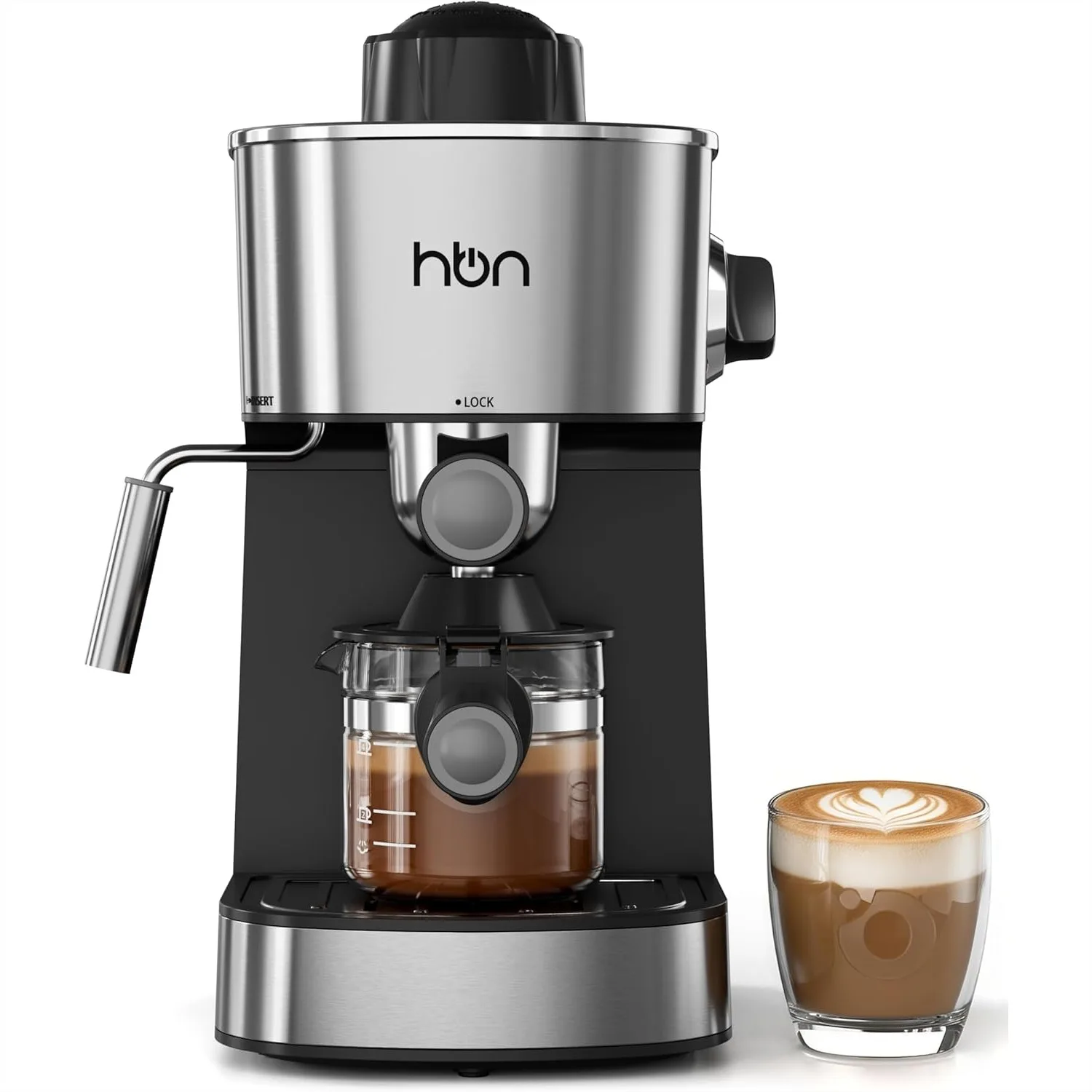 

Espresso Machine 3.5Bar, 800W Stainless Steel Cappuccino & Latte Maker with Milk Frother, 2-4 Cup Compact Coffee Maker for Home