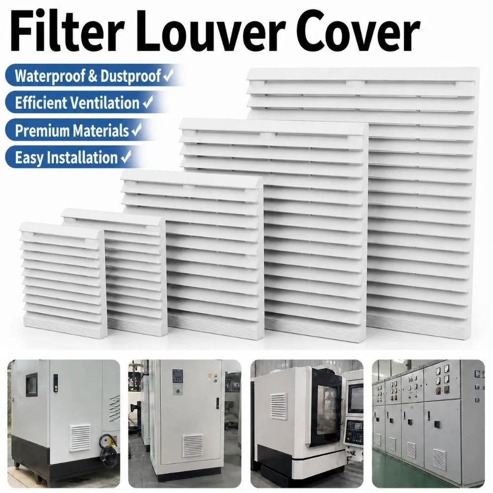 Air Ventilation System ABS Vent Grille White Waterproof Louver Vent Dustproof Vent Filter Control Box