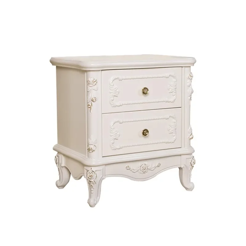 Living room chest pastoral wood carving flower chest European bedroom Nordic bucket cabinet narrow chest